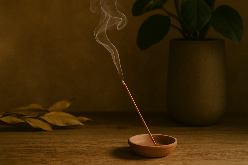 burning agarwood incense stick