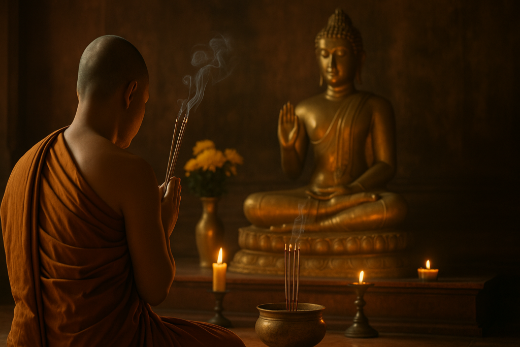 Puja ceremony on Vesak Day